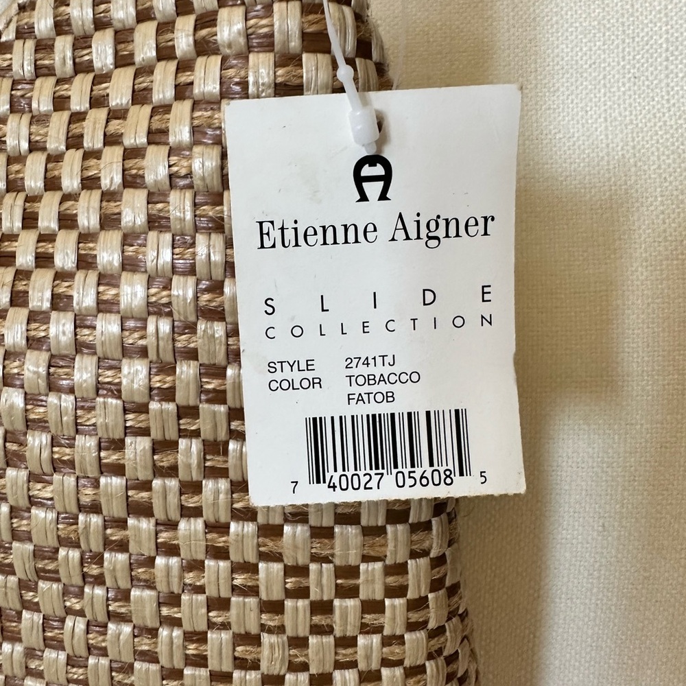 Etienne Aigner Vintage woven straw shoulder bag purse 2 Tone Beige Brown NWT - Picture 2 of 7